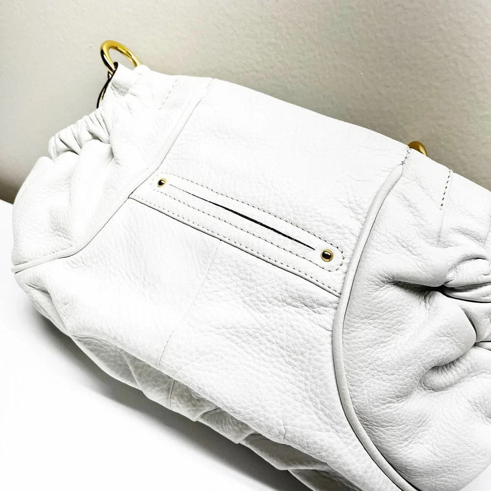 B. Makowsky White Leather Satchel Handbag - Picture 7 of 11